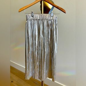 Isabel Marant Etoile Plisse Silver Pleated Midi Skirt Size 34
